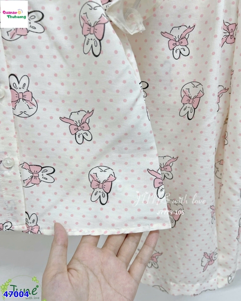 Bộ dài June chấm bi hồng thỏ