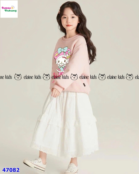 Set Elaine hồng Kitty, váy trắng dài