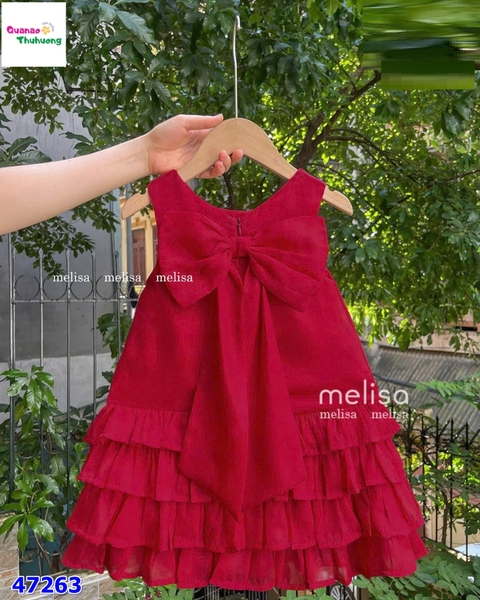 Đầm MLS đỏ xòe đính nơ