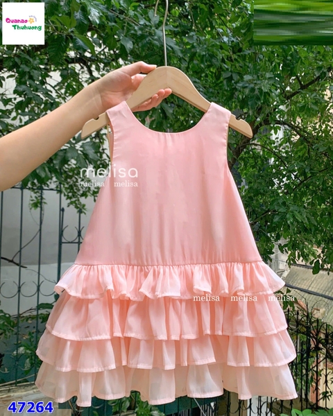 Đầm MLS hồng xòe đính nơ