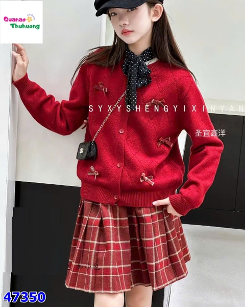 Set 3CT Áo len đỏ dính nơ (tặng túi đeo)
