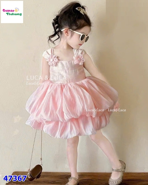 Đầm Luca hồng váy bí 2 tầng