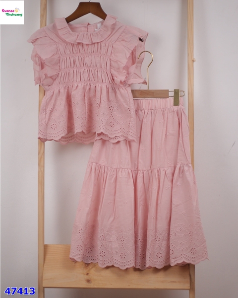 Set váy XXY hồng dập hoa