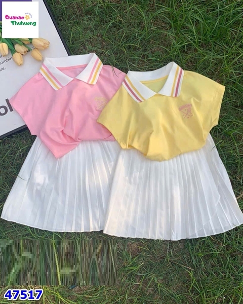 Set váy polo hồng vợt cầu lông