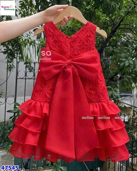 Đầm MLS đỏ thêu hoa nổi
