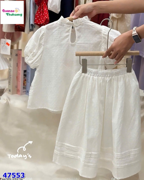 Set váy trắng tay bồng