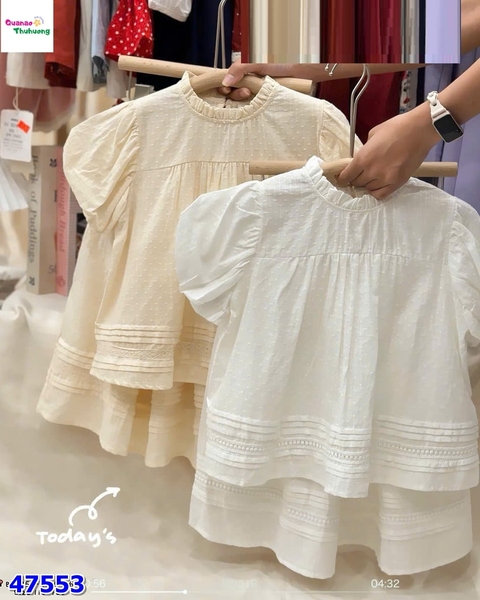 Set váy trắng tay bồng