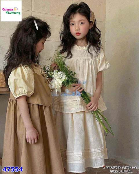 Set váy kem tay bồng