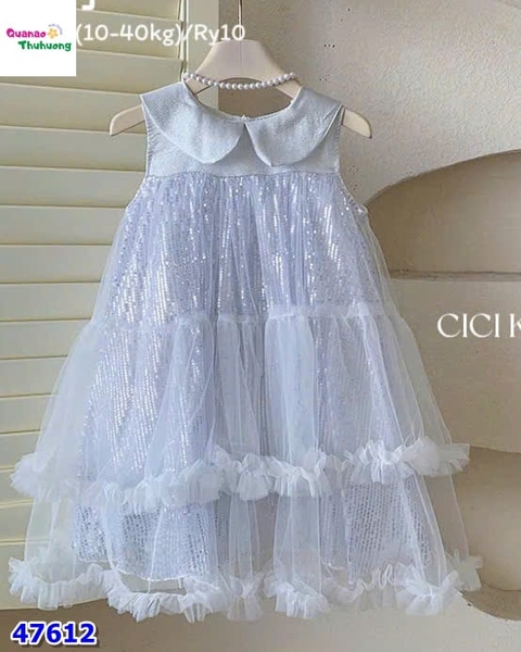 Đầm tiệc Cici màu bạc đính cườm