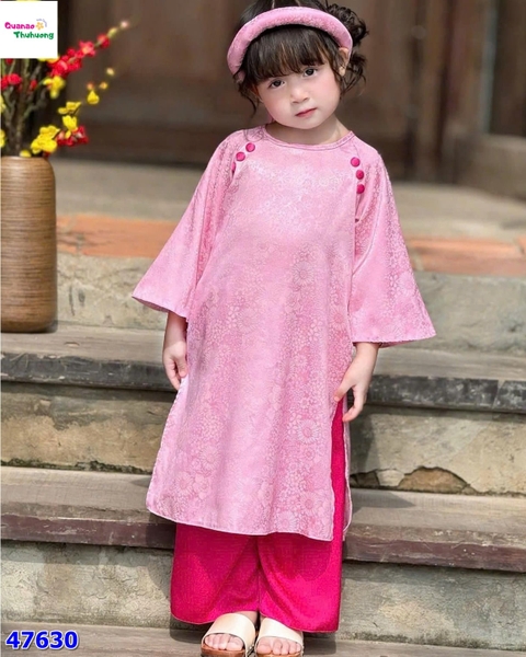 Áo dài Babies Mo lụa hồng