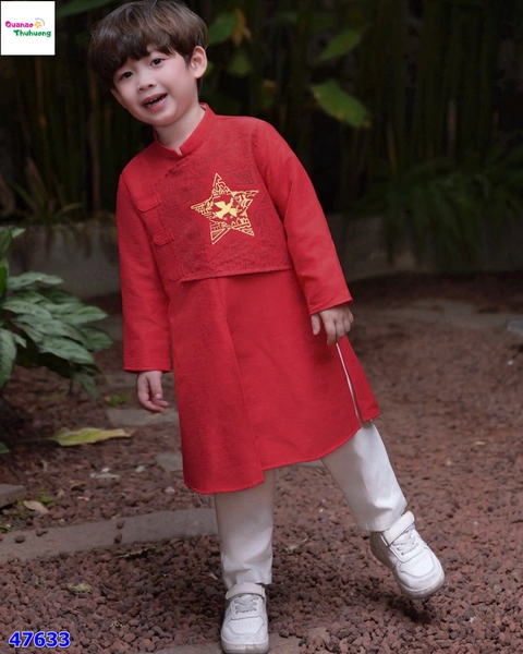 Set áo dài Bernie đỏ sao vàng