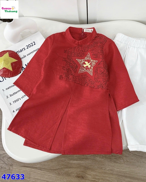 Set áo dài Bernie đỏ sao vàng