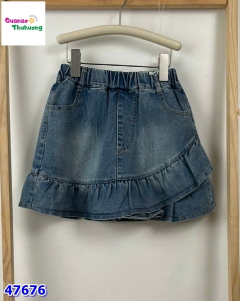 Chân váy xanh jean bèo lệch