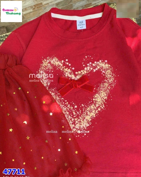 Set váy MLS đỏ trái tim nơ