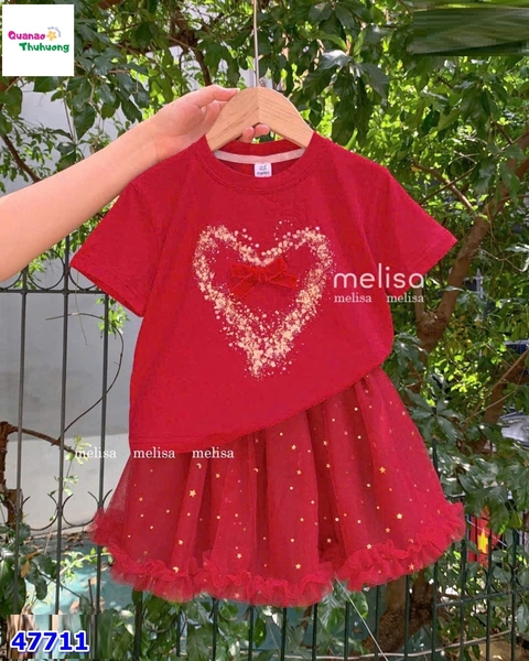 Set váy MLS đỏ trái tim nơ