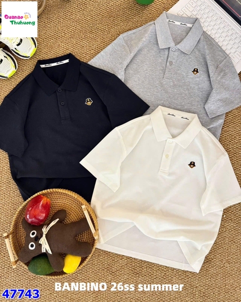Áo Banbino polo trắng gấu