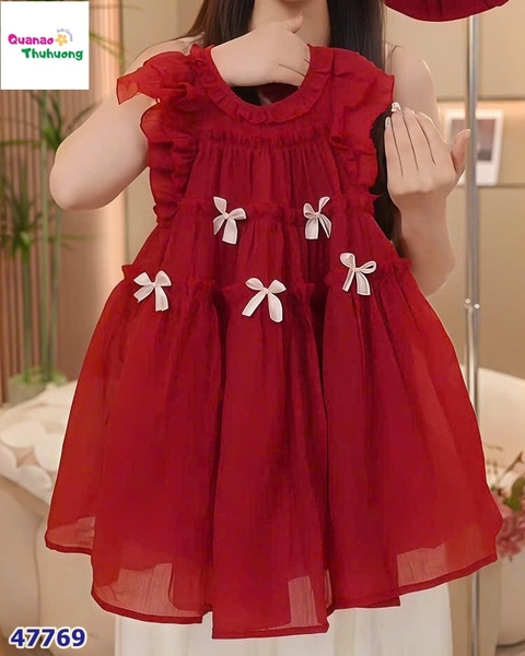 Đầm Sofia đỏ đính nơ