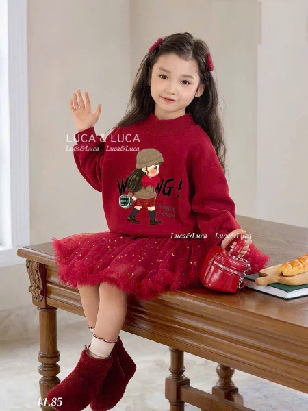 Set váy Luca đỏ cô gái