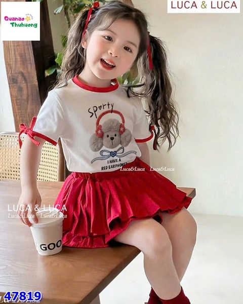 Set váy Luca áo cún tai nghe