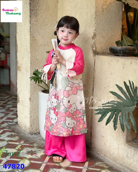 Áo dài Tết June hồng Kitty