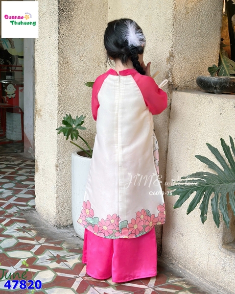 Áo dài Tết June hồng Kitty