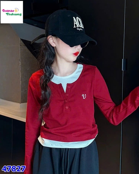 Áo tay dài đỏ trắng