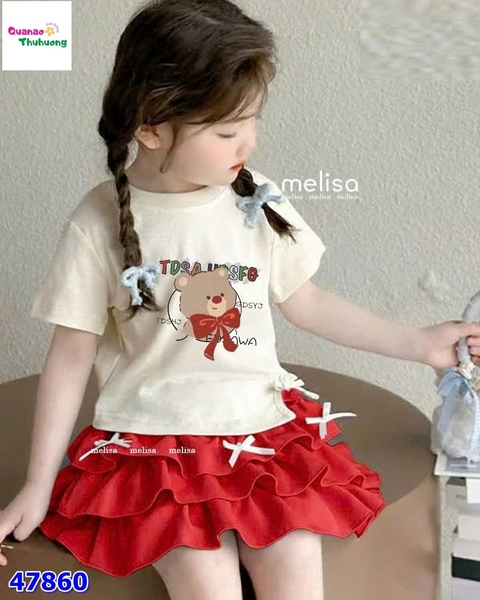 Set váy MLS kem gấu Oh Hello