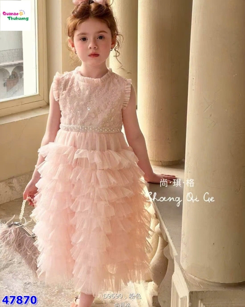 Đầm tiệc hồng sát nách đính hạt
