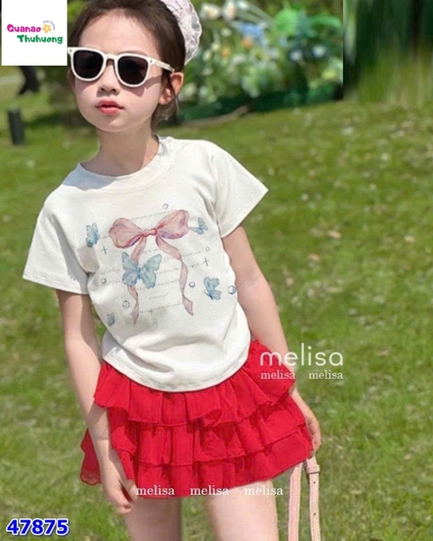Set váy MLS trắng nơ hồng