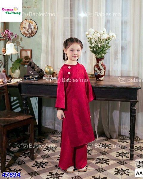 Áo dài Tết Babies Mo đỏ hoa ngọc