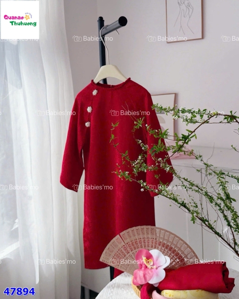 Áo dài Tết Babies Mo đỏ hoa ngọc