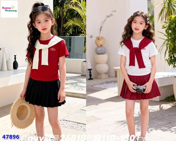 Set váy NYY 3 món áo đỏ Alo, khăn choàng