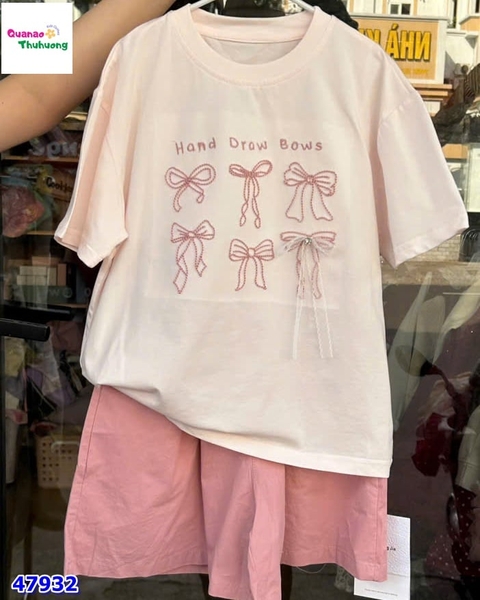 Set bộ DDH áo hồng nơ