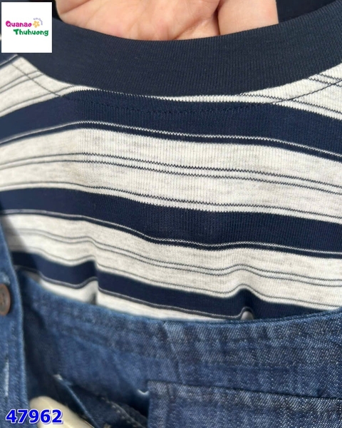 Set yếm jean, áo sọc đen GRWM
