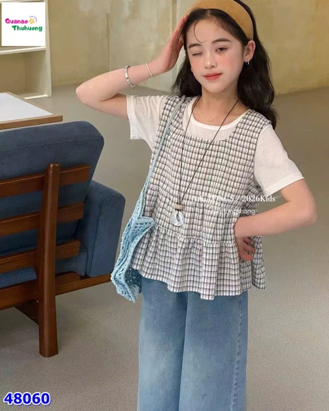 Set áo caro, quần Jean