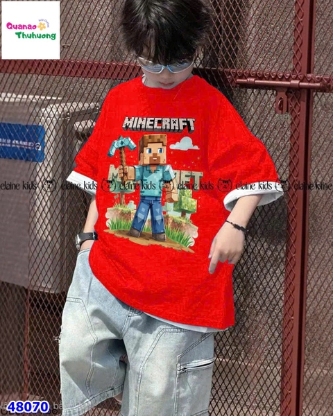 Bộ Elaine đỏ Minecrapt, quần jean xám