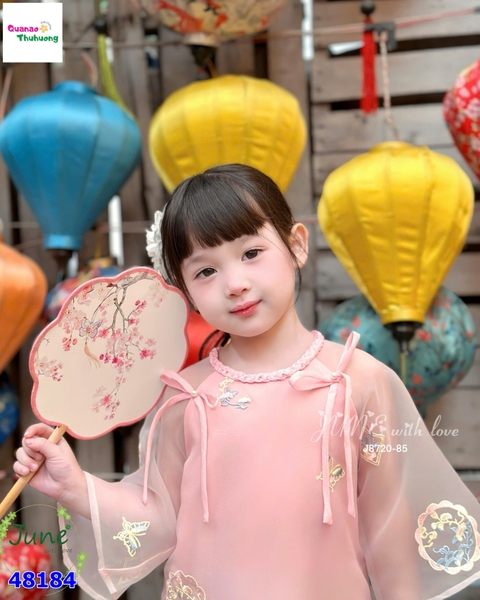 Áo dài June hồng thêu hoa