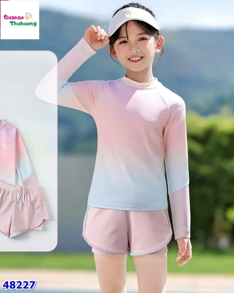 Bộ bơi dài tay Ylike hồng loang