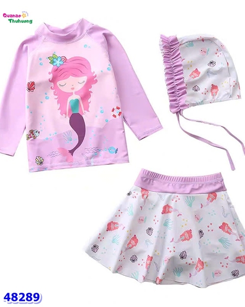 Set áo bơi tím tiên cá áo xanh