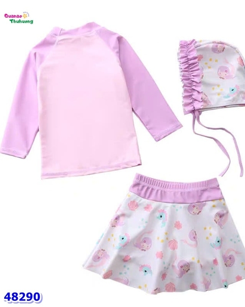 Set áo bơi tím tiên cá đuôi xanh