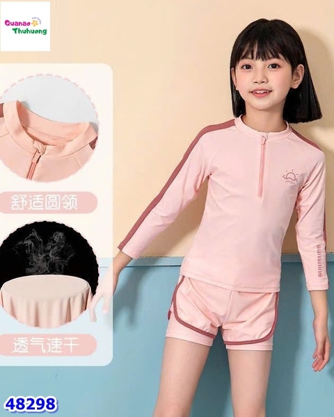 Đồ bơi Ylike hồng viền nâu