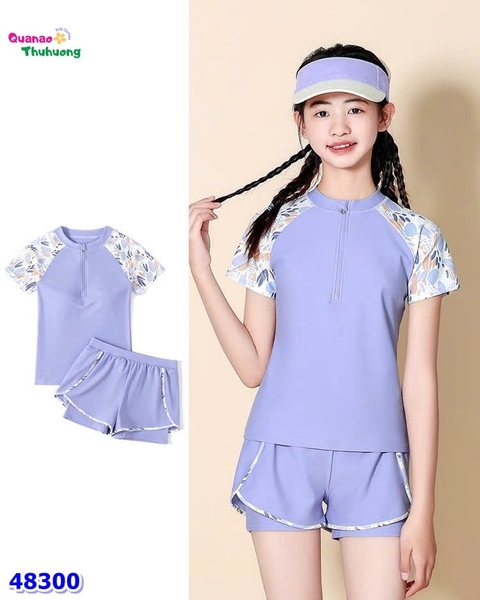 Đồ bơi Ylike tím tay hoa