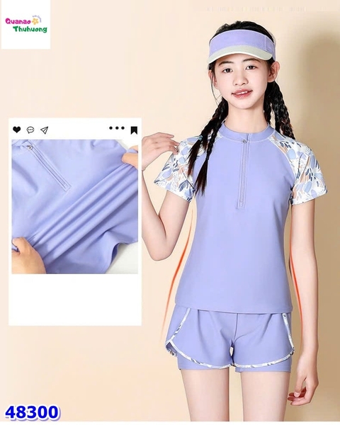 Đồ bơi Ylike tím tay hoa