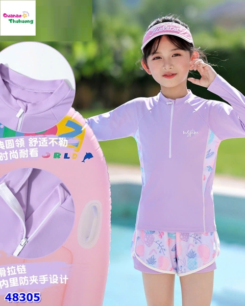 Đồ bơi Ylike tím quần hoa