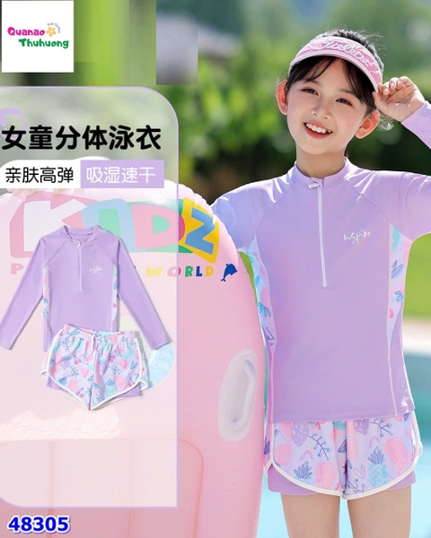 Đồ bơi Ylike tím quần hoa