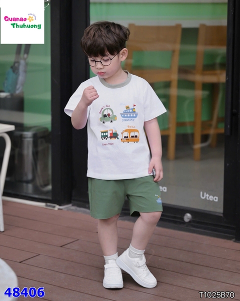 Bộ Bernie kem oto, quần short xanh