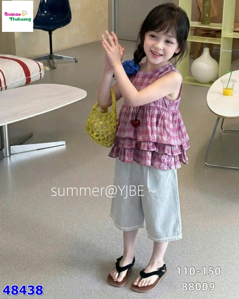 Set áo caro hồng, quần jean