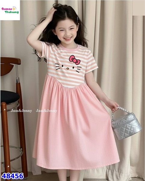 Đầm J&J sọc hồng Kitty