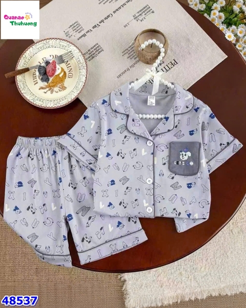 Bộ Pyjama đùi xám chữ cái