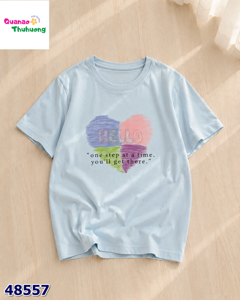 Áo chữ Hello xanh biển
